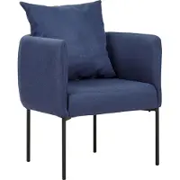 Beliani MALMOS - Fauteuil - Donkerblauw - Kunstlinnen