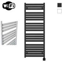 Sanicare Carini Moda elektrische Wifi radiator 160x60cm mat zwart met thermostaat zwart rechtsonder