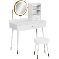 Vicco Mirela Kaptafel set met kruk – 90 cm met LED-spiegel en kruk Wit