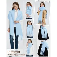 Karma Dikke sjaal voor vrouwen dames winter warme pluizige sjaals deken gebreide pashmina's oversized dikke sjaal , lichtblauw