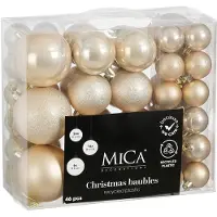 Mica Decorations Kerstballen Set - 46 Stuks - Ø8 cm - Onbreekbaar - Crème