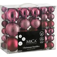 Mica Decorations Kerstballen Set - 46 Stuks - Ø4 cm, Ø6 cm en Ø8 cm - Onbreekbaar - Fuchsia