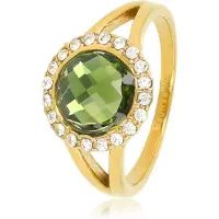 My Bendel - Elegante Ring met Glassteen & Zirkonia • Groen - met Luxe Cadeauverpakking | Sieraden Voor Dames | Maat 19.00 Mm / Maat 60