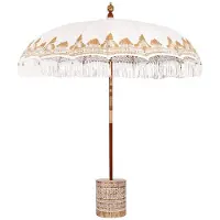 vidaXL Balinese parasol met basis Crème 215 x 215 x 260 cm Katoen