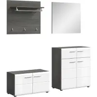 Furnilux Salsa garderobekastcombinatie wit hoogglans MDF TZ rookzilver NB - 37x175x192cm