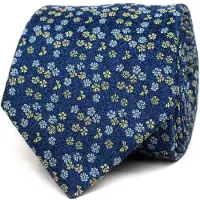 Tresanti | FRANCO | Zijden stropdas fijne bloemen | Blauw