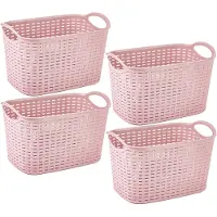 PlasticForte opbergmand - 4x - kastmandje - 6,4 liter - roze - kunststof - 19 x 29 x 18 cm - opslag - mandjes