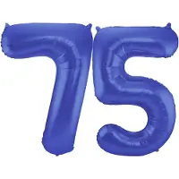 Folat Verjaardag Leeftijd folieballon - 75 jaar - blauw - 86 cm - cijferballon groot