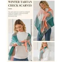 Karma Dames geruit oversized kasjmier sjaal lange zachte wraps dames geruit oversized sjaal lange sjaal voor herfst en winter , roze groen