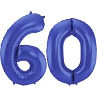 Folat Verjaardag Leeftijd folieballon - 60 jaar - blauw - 86 cm - cijferballon groot