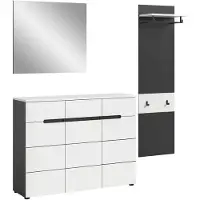 Furnilux Moderne garderobecombinatie in wit spiegel en ladekast op wielen 180x190x37