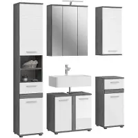Furnilux Blake badkamercombinatie hoogglans mdf tz rookzilver nb