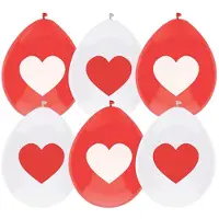 Haza Ballonnen Love hartjes print - Valentijn - rood/wit - 18x stuks - 29 cm - versiering - feestartikelen - bruiloft