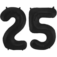 Folat Verjaardag Leeftijd folieballon - 25 jaar - zwart - 86 cm - cijferballon groot