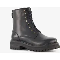 Harper leren dames veterboots met rits zwart maat 38