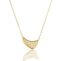 My Bendel - Goudkleurige Ketting met Zirkonia Steentjes Hanger - met Luxe Cadeauverpakking | Sieraden Voor Dames