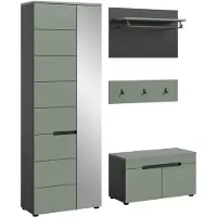 Furnilux Elegante garderobecombinatie in smoke green complete ingangsoplossing met kast