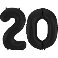 Folat Verjaardag Leeftijd folieballon - 20 jaar - zwart - 86 cm - cijferballon groot
