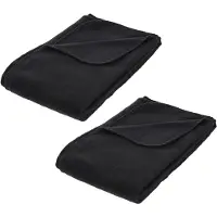 Atmosphera Polar Fleece deken of plaid - 2x - zwart - 125 x 150 cm - polyester - Bankdeken - Fleece plaid