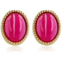 My Bendel - Elegante Goudkleurige Oorstekers met Rose Stripe Agate - met Luxe Cadeauverpakking | Sieraden Voor Dames