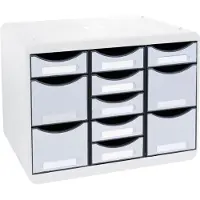 Exacompta Store-Box Multi Black Office White/Harlekijn, 11 open lades (7 plat/4 hoog), geruisloos, 25 jaar garantie