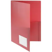 FolderSys Aanbiedingsmap , A4, 4 zakken, visitekaartzakje, polypropyleen, rood, 10 stuks