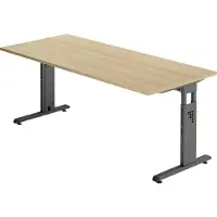 Hjh OFFICE PRO MEGA 19 G - 180 x 80 Tafelhoogte I In hoogte verstelbaar Eiken/Grafiet