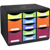 Exacompta Store-Box Multi Office Black, 11 open lades (7 plat/4 hoog), stil, stapelbaar, 25 jaar garantie