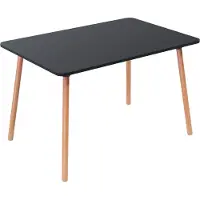 Meet by Paperflow Bistrotafel Palomba, rechthoek, 4-poots massief houten frame, B 1200 x D 800 x H 750 mm, zwart/beuken