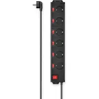Hama Stekkerdoos met schakelaar - 6-voudig - 1,4m kabel - met overspanningsbeveiliging - Zwart