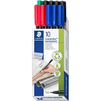 Staedtler Lumocolor Permanentmarker Fijn Ronde punt Kleurenassortiment Navulbaar 10 Stuks