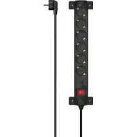Hama Stekkerdoos met schakelaar - 6-voudig - 1,4m kabel - met overspanningsbeveiliging - Zwart