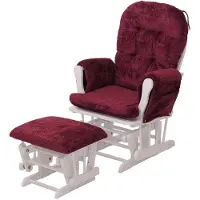 MCW Relaxfauteuil -C76, schommelstoel met hocker stof chenille (465g/m²) Oeko-Tex ~ bordeaux, frame wit