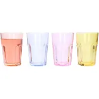 Excellent houseware Waterglazen/drinkglazen Coloris - 8x - transparant kleurenmix - 360 ml