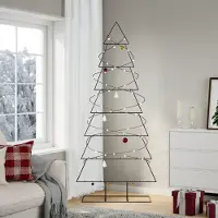 vidaXL Kerstdecoratie kerstboom 210 cm metaal zwart