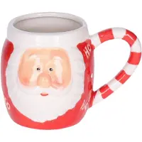 Svenska Living Kerst mok - kerstman - 8 x 11 cm - keramiek - 400 ml - beker - koffiemok/theemok - kinderbeker