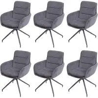 MCW Set van 6 eetkamerstoelen -K32, keukenstoel fauteuil stoel, draaibare auto positie, stof MVG ~ Cord grijs