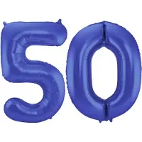 Folat Verjaardag Leeftijd folieballon - 50 jaar - blauw - 86 cm - cijferballon groot - Abraham / Sarah