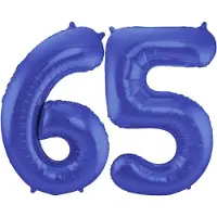 Folat Verjaardag Leeftijd folieballon - 65 jaar - blauw - 86 cm - cijferballon groot