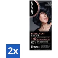 Syoss 2 x - Coloration 1-4 Cosmic Blue - Haarverf - Grijsdekking - Vermindert Haarbreuk - Permanente Haarkleuring - Haarkleur - Zwart Haar - Grijsdekking - Keratine Haar