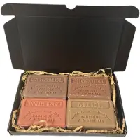 Savon De Marseille Zeep brievenbuscadeau: Karamel, Chocolade, Kaneel sinaasappel, Honing - herfst cadeau - wintergeuren - warme geuren