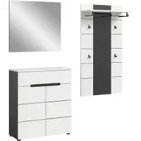 Furnilux Moderne garderobecombinatie in wit paneel- ladekast en spiegel 175x190x37 cm