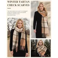 Karma Dames geruit oversized kasjmier sjaal lange zachte wraps dames geruit oversized sjaal lange sjaal voor herfst en winter . Oranje Curry