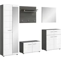 Furnilux Salsa garderobekastcombinatie wit hoogglans MDF TZ rookzilver NB - 37x250x192cm