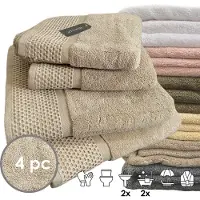 ISleep Deluxe Badtextiel - Voordeelset (4 delig) - 2x Handdoek 60x110 cm - 2x Badlaken 70x140 cm - Taupe