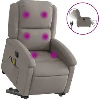 vidaXL Sta-op-massagestoel elektrisch verstelbaar stof taupe