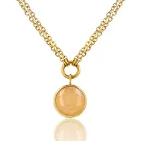 My Bendel - Dubbele Ketting met Ronde Edelsteen • Rose Quartz - met Luxe Cadeauverpakking | Sieraden Voor Dames