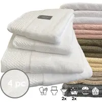 ISleep Deluxe Badtextiel - Voordeelset (4 delig) - 2x Handdoek 60x110 cm - 2x Badlaken 70x140 cm - Wit