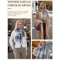 Karma Dames geruit oversized kasjmier sjaal lange zachte wraps dames geruit oversized sjaal lange sjaal voor herfst en winter . grijs