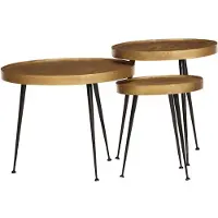 vidaXL Salontafel 3 stuks Goudkleurig bewerkt hout